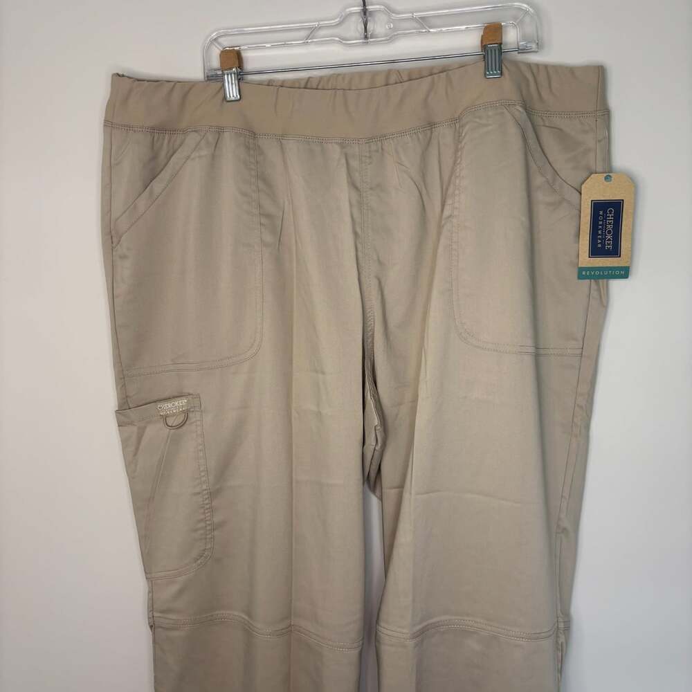 Cherokee NEW scrub pants X2 pair modern classic unisex 2XL tall khaki pocket